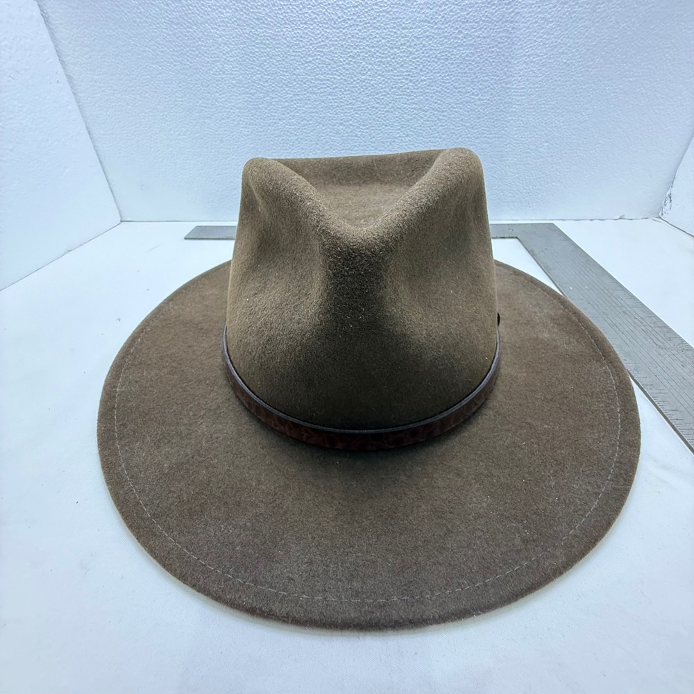 Indiana Jones Hat Mens Medium Brown Wool Fedora Outback Wide‎ Brim WPL 5923 USA